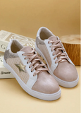 Women Star High Quality Patchwork PU Leather Lace Up Sneakers Zarnesh