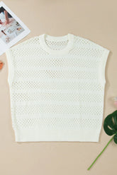 Plus Size Eyelet Hollow Out Dolman Knit Sweater | Zarnesh