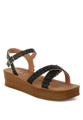 Women Sephone Woven Square Toe Soft Cushion Wedges Heel Zarnesh