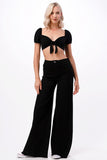 Women Cross Strap Sweetheart Neck Puff Sleeves Crop Top Zarnesh