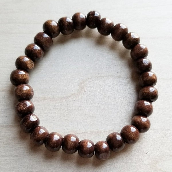 Large Wood Beaded Stretch Bracelet | Zarnesh