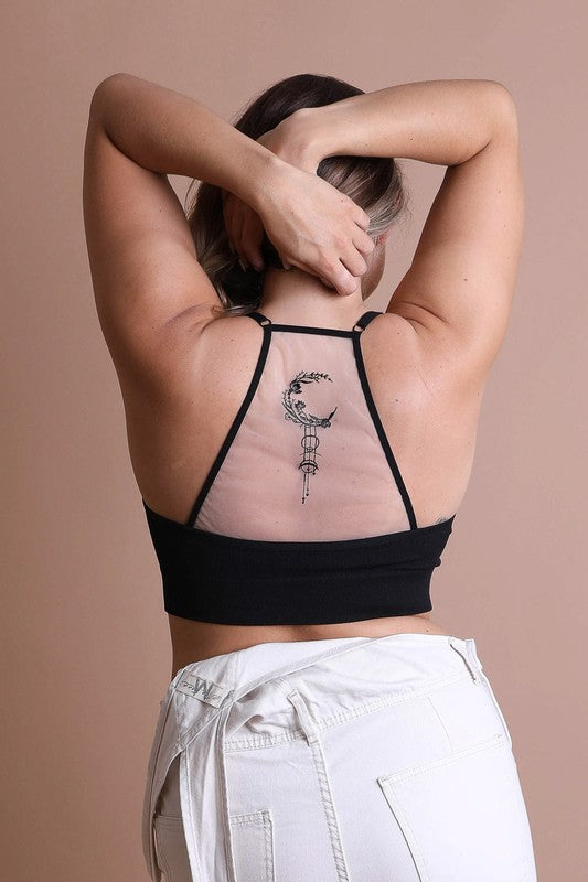Women Strappy Racerback Plus Catcher Tattoo Intimates Bralette Zarnesh
