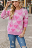 Women Valentine Beaded Heart Graphic Lightweight Knit Sweater Zarnesh