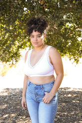 Women Scoop Neck Lace Trim Padded Bralette Plus Zarnesh