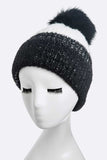 Women Wool Blend Fur Pom Pop Color Beanie | Zarnesh