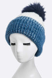Women Wool Blend Fur Pom Pop Color Beanie | Zarnesh