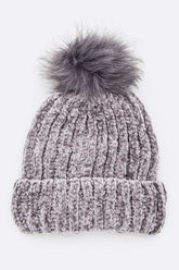 Women Chenille Texture Faux Fur Beanie | Zarnesh - Zarnesh