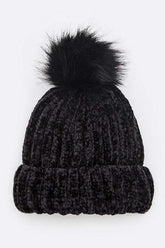 Women Chenille Texture Faux Fur Beanie | Zarnesh