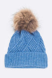 Women Raised Knit Raccoon Fur Pom Beanie | Zarnesh