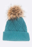 Women Raised Knit Raccoon Fur Pom Beanie | Zarnesh