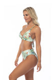 Women Tropical Halter Back Tie Closure Mid Waist Bikini Set Zarnesh