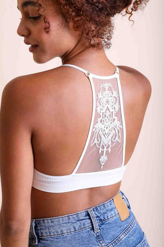 Women Tattoo Mesh Racerback Bralette Zarnesh