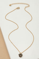 Women's Checker Heart Pendant Necklace | Zarnesh