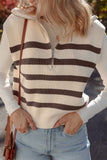 Chicory Coffee Ribbed Half Zip Collared Sweater Vest