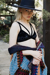 Women Crushed Velvet Triangle Bralette Zarnesh