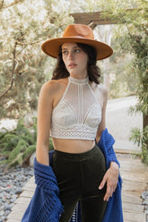 Women High Neck Mesh Choker Bralette Zarnesh