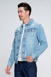 Men's Denim Jacket with Distressed | Zarnesh