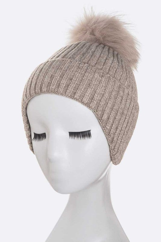 Women’s Genuine Fur Pom Soft Eared Beanie | Zarnesh