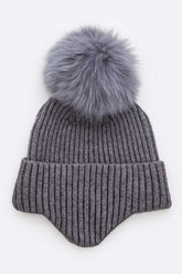 Women’s Genuine Fur Pom Soft Eared Beanie | Zarnesh