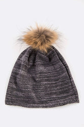 Women’s Faux Fur Pom Cotton Blend Slouchy Beanie | Zarnesh