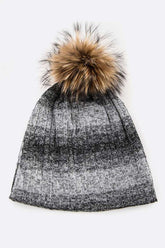 Women’s Faux Fur Stripe Cotton Blend Slouchy Beanie | Zarnesh
