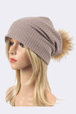 Women’s Faux Fur Pom Cotton Slouchy Beanie | Zarnesh