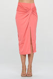 Women Easy to Style Front Knot Pencil Midi Slit Skirt Zarnesh