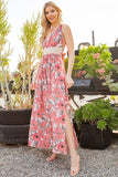 Women Summer Tie Back Regular Fit Floral Maxi Length Dress Zarnesh