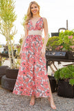 Women Summer Tie Back Regular Fit Floral Maxi Length Dress Zarnesh