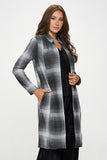 Women Plus Plaid Open Front Knee-Length Coat with Collar | Zarnesh