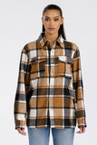 Women Plus Boyfriend Oversized Fit Brush Soft Flannel Shacket Zarnesh