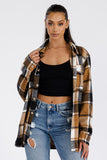 Women Plus Boyfriend Oversized Fit Brush Soft Flannel Shacket Zarnesh
