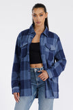 Women Boyfriend Oversized Button Chest Pockets Flannel Shacket Zarnesh