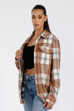 Women Boyfriend Oversized Button Pockets Soft Flannel Shacket Zarnesh
