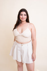 Women Plus Size Scoop Neck Gingham Smocked Bralette Zarnesh