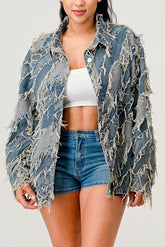 Women’s Be Creative Oversized Button Up Denim Jacket | Zarnesh