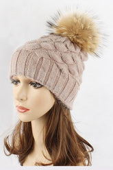 Women’s EMMEZ Raccoon Fur Raised Knit Soft Beanie | Zarnesh
