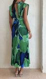 Women Long Spring Summer Print Deep V Neck Maxi Dress Zarnesh