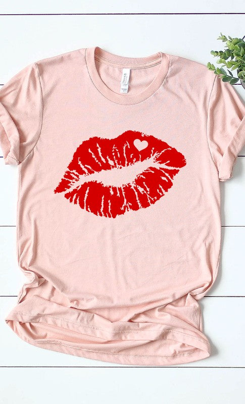 Women Red Lips Valentines Graphic Tee Plus Zarnesh - Zarnesh