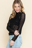 Women Casual Outfit Lightweight Rhinestone Cropped Mesh Top Zarnesh