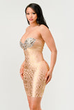 Women Gilded Glamour Silver Strapless Sweetheart Neckline Dress Zarnesh