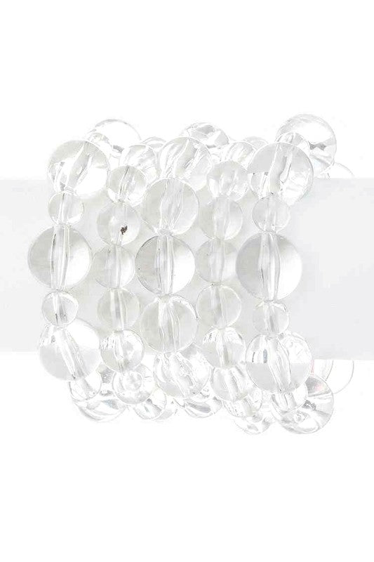 Women Mix Beads Iconic Stretch Bracelet Five PC Set Zarnesh