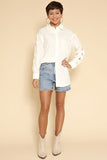 Women Collar Bow Long Sleeves with Cuffs Button Down Shirt Zarnesh