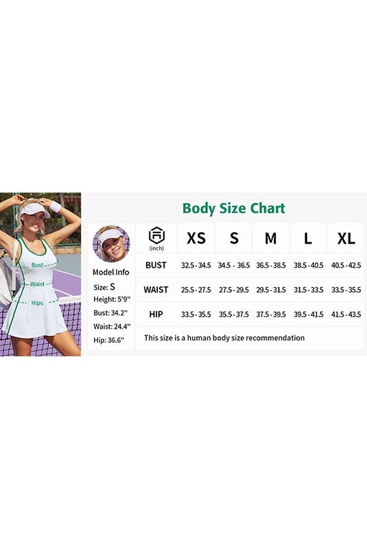 Women Bra V Neck Racerback Tennis Dress with Shorts | Zarnesh