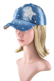 Women Stars Crystal Embellished Fashion Denim Cap | Zarnesh