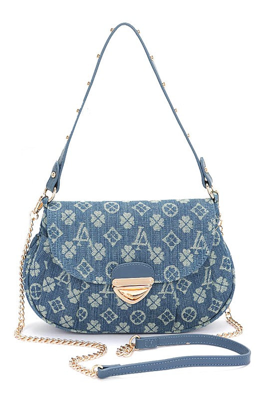 Women LA Jacquard Denim Fashion Shoulder Bag | Zarnesh