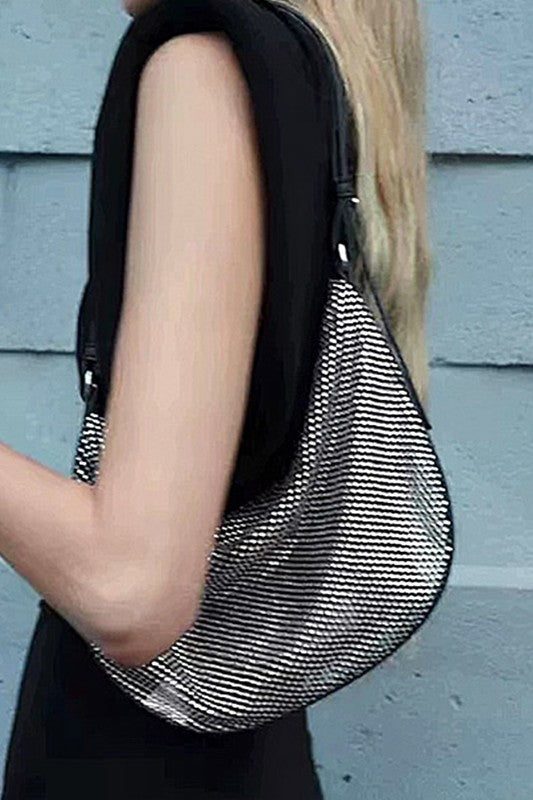 Women Rhinestone Mesh Iconic Shoulder Bag Set | Zarnesh