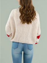 Women Front Bow Cherry Embroidery Tie Heart Cardigan Sweater Zarnesh