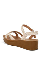 Women Sephone Woven Square Toe Soft Cushion Wedges Heel Zarnesh