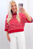 Striped Half Sleeve Drop Shoulder Sweater | Zarnesh